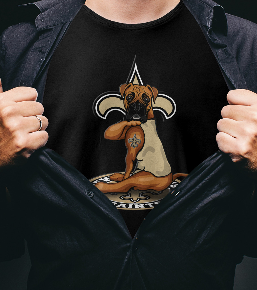 New Orleans Saints Dog Fleur-De-Lis Tattoo T-Shirt
