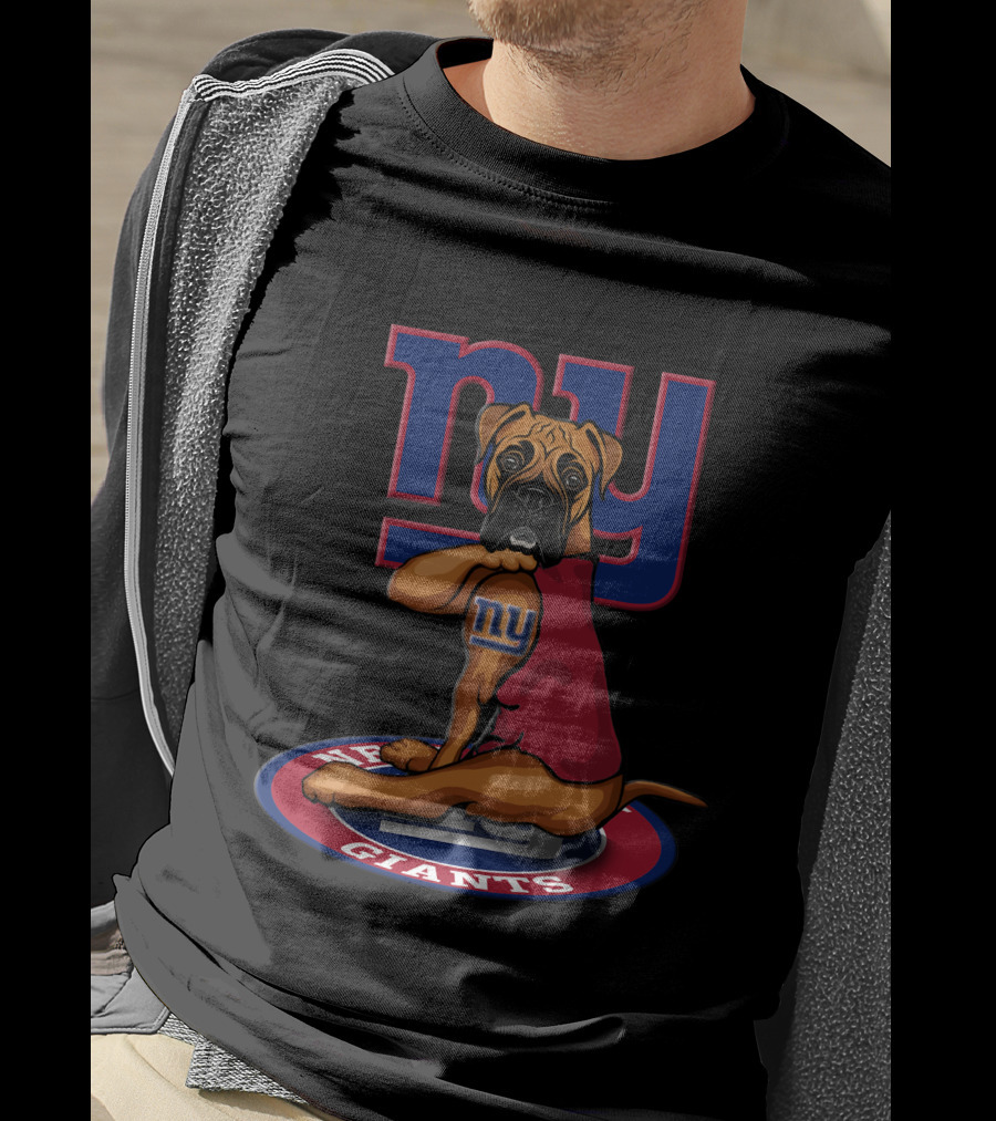 New York Giants NFL Boxer Dog Team T-Shirt