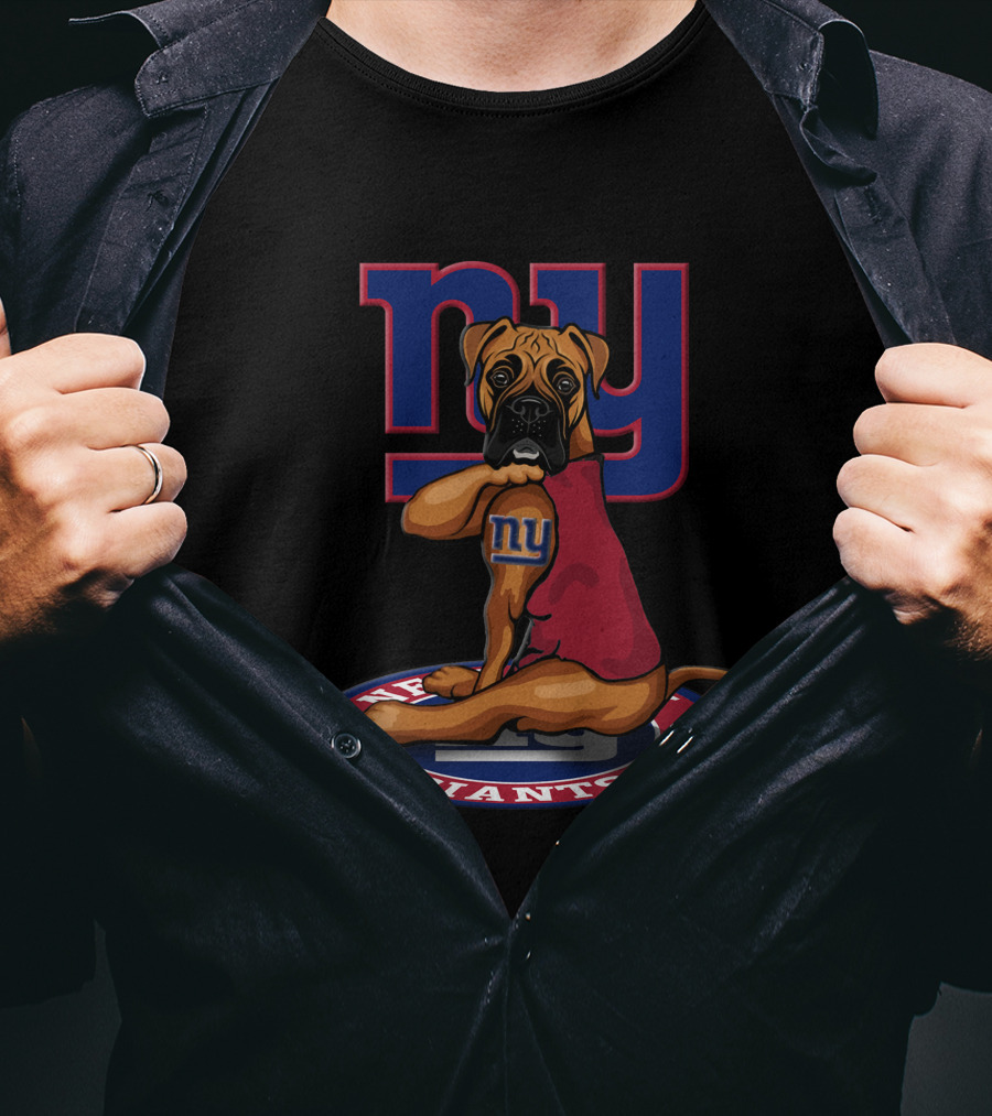 New York Giants NFL Boxer Dog Team T-Shirt