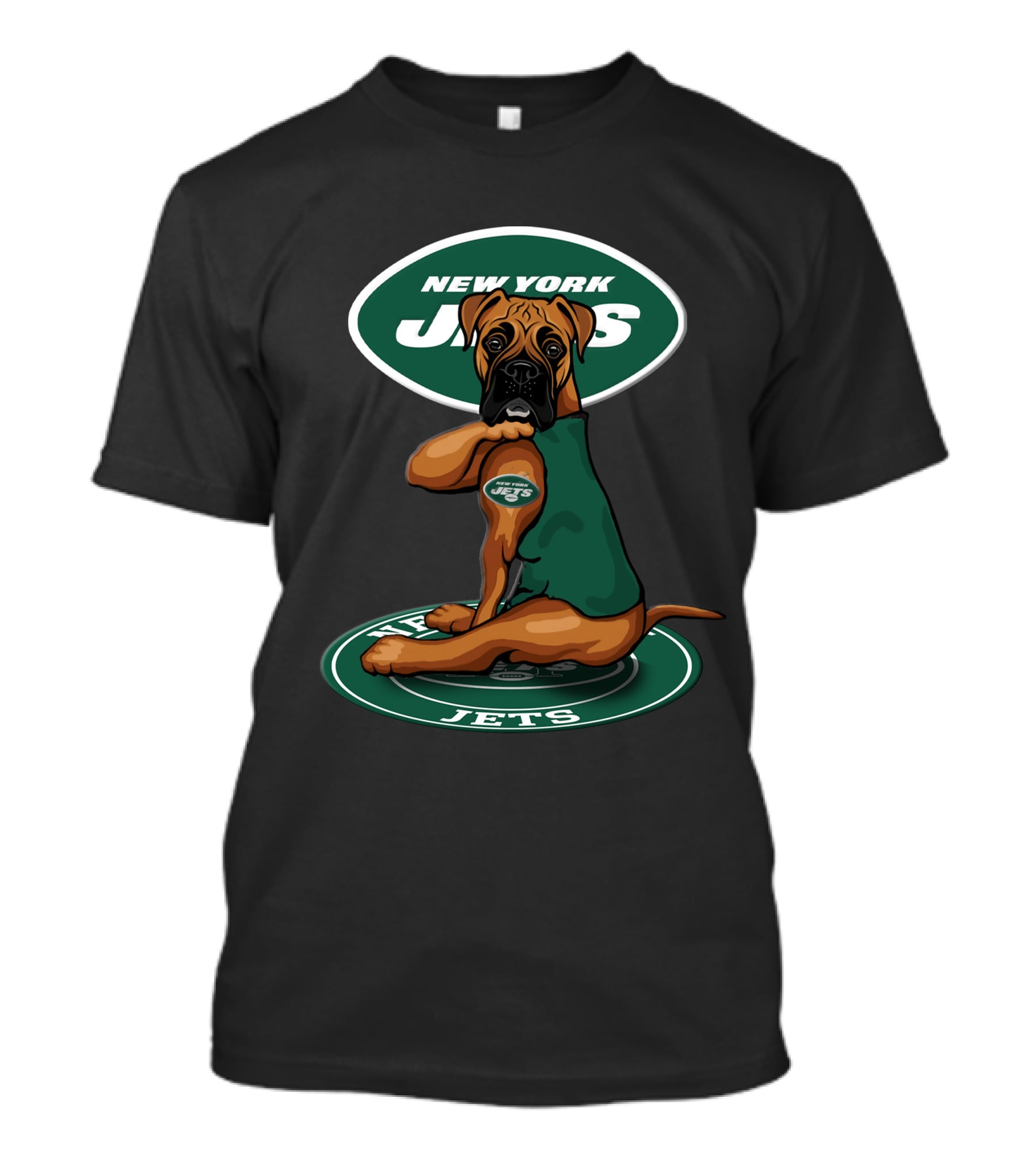New York Jets Dog Boxer Football Fan T-Shirt