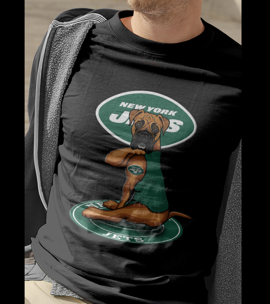 New York Jets Dog Boxer Football Fan T-Shirt