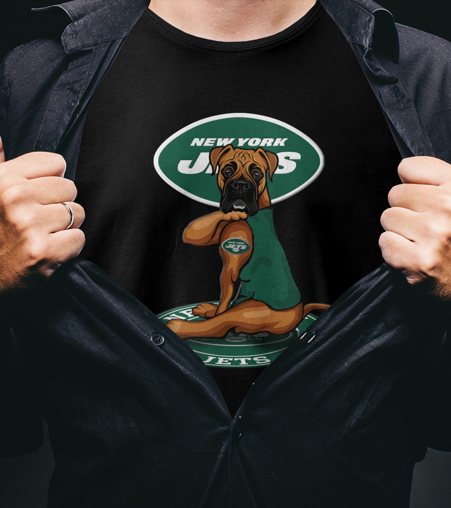 New York Jets Dog Boxer Football Fan T-Shirt