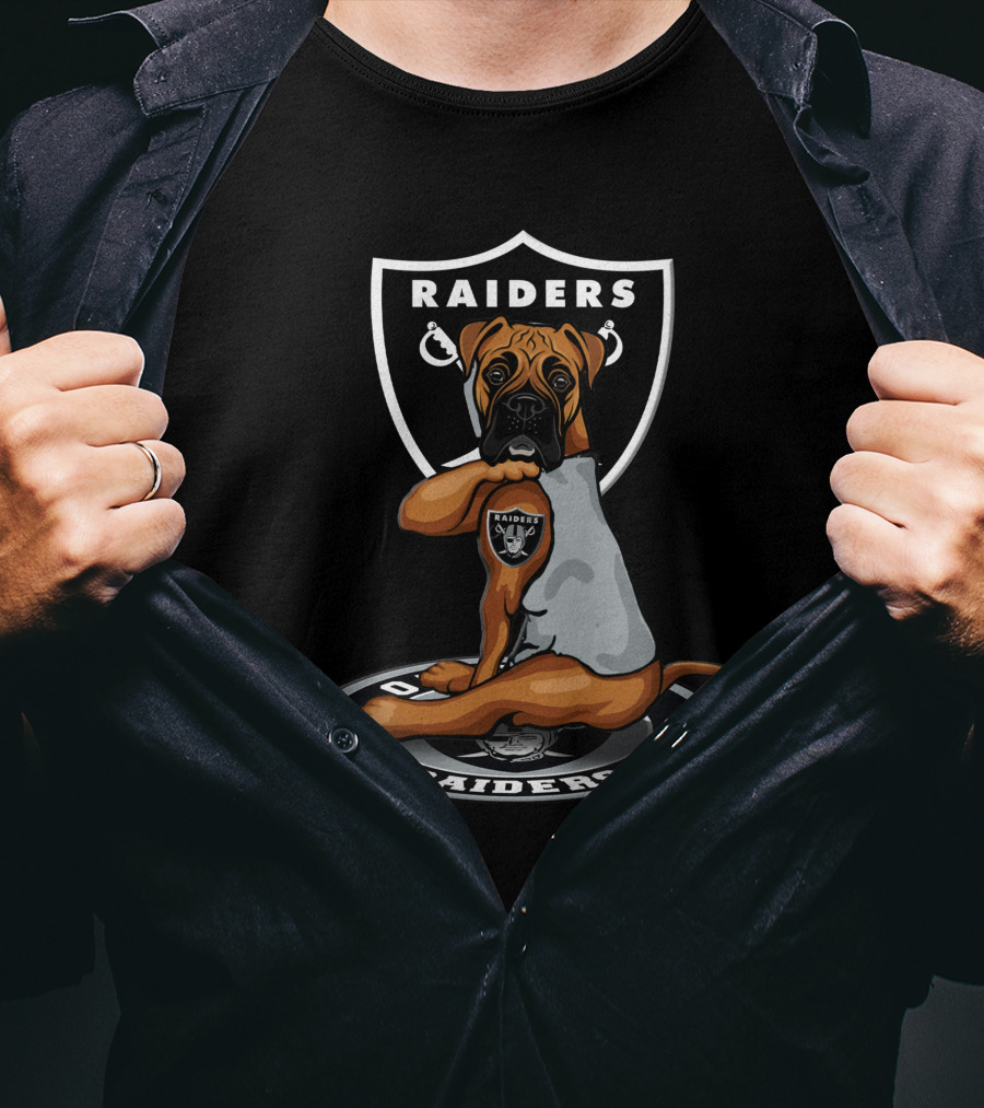 Raiders Boxer Dog With Team Logo Las Vegas Raiders T-Shirt