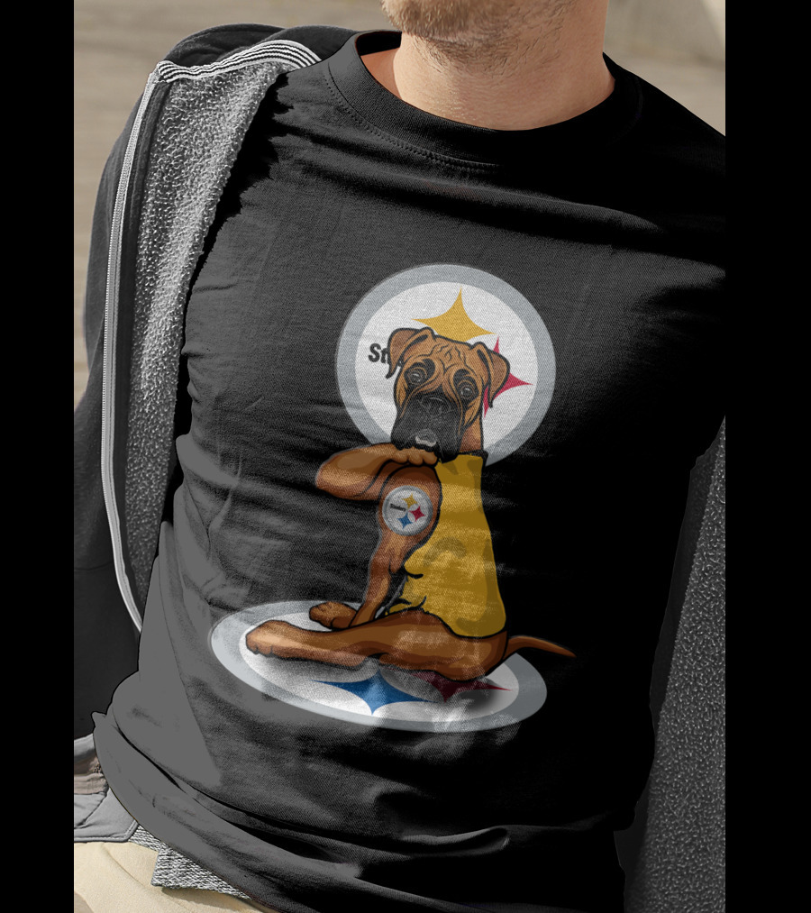 25-Pittsburgh Steelers Dog Logo Retro Style Sports Fan T-Shirt