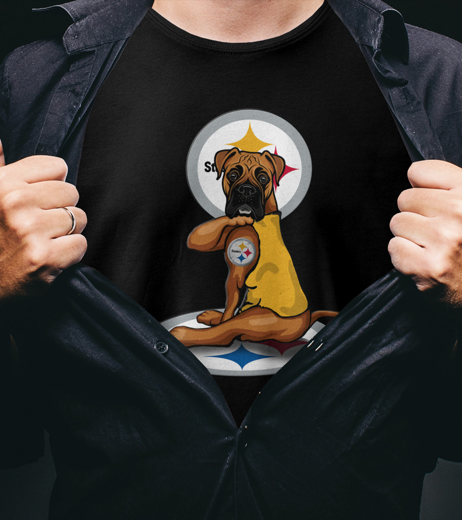 25-Pittsburgh Steelers Dog Logo Retro Style Sports Fan T-Shirt