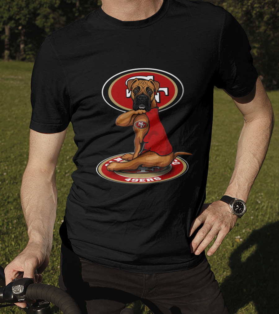 San Francisco 49ers Boxer Dog Emblem With Red Jersey T-Shirt