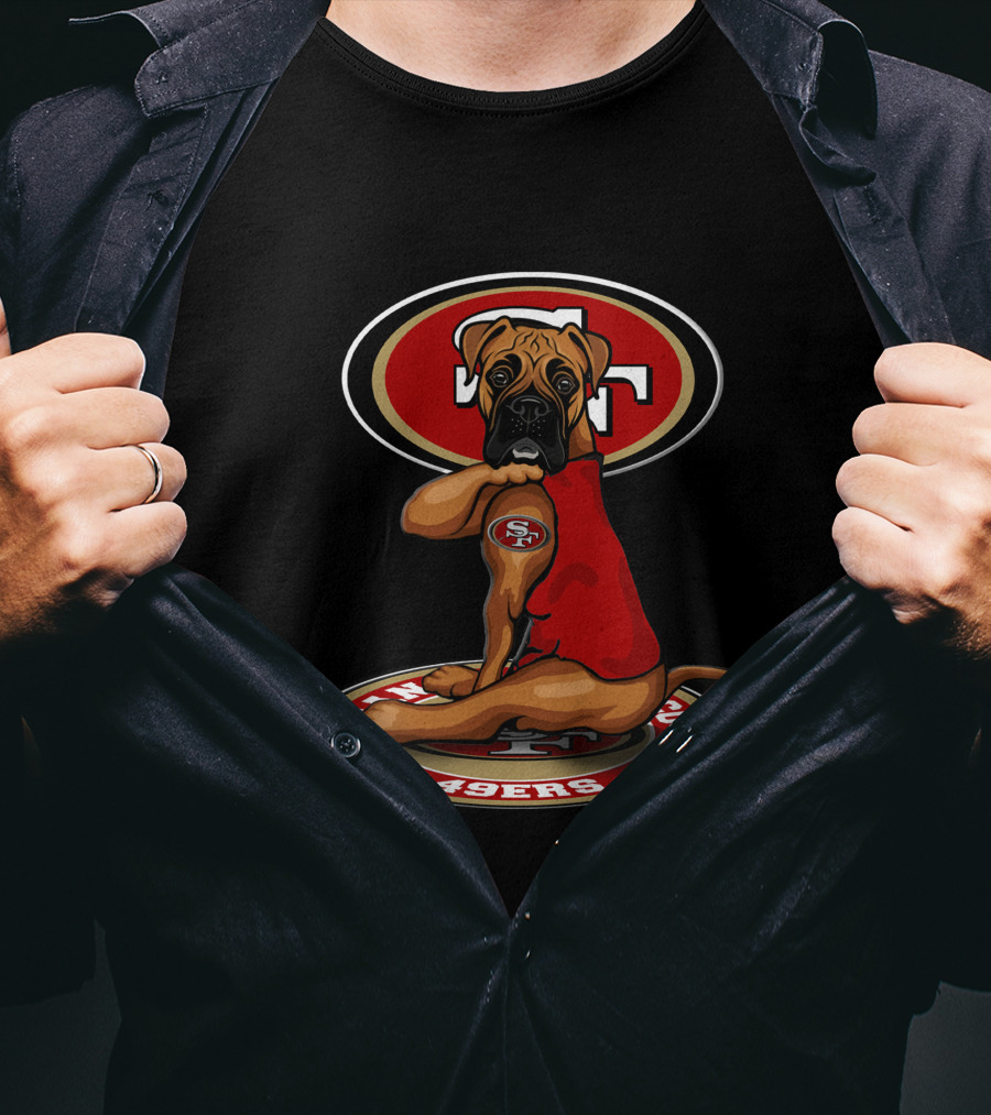 San Francisco 49ers Boxer Dog Emblem With Red Jersey T-Shirt