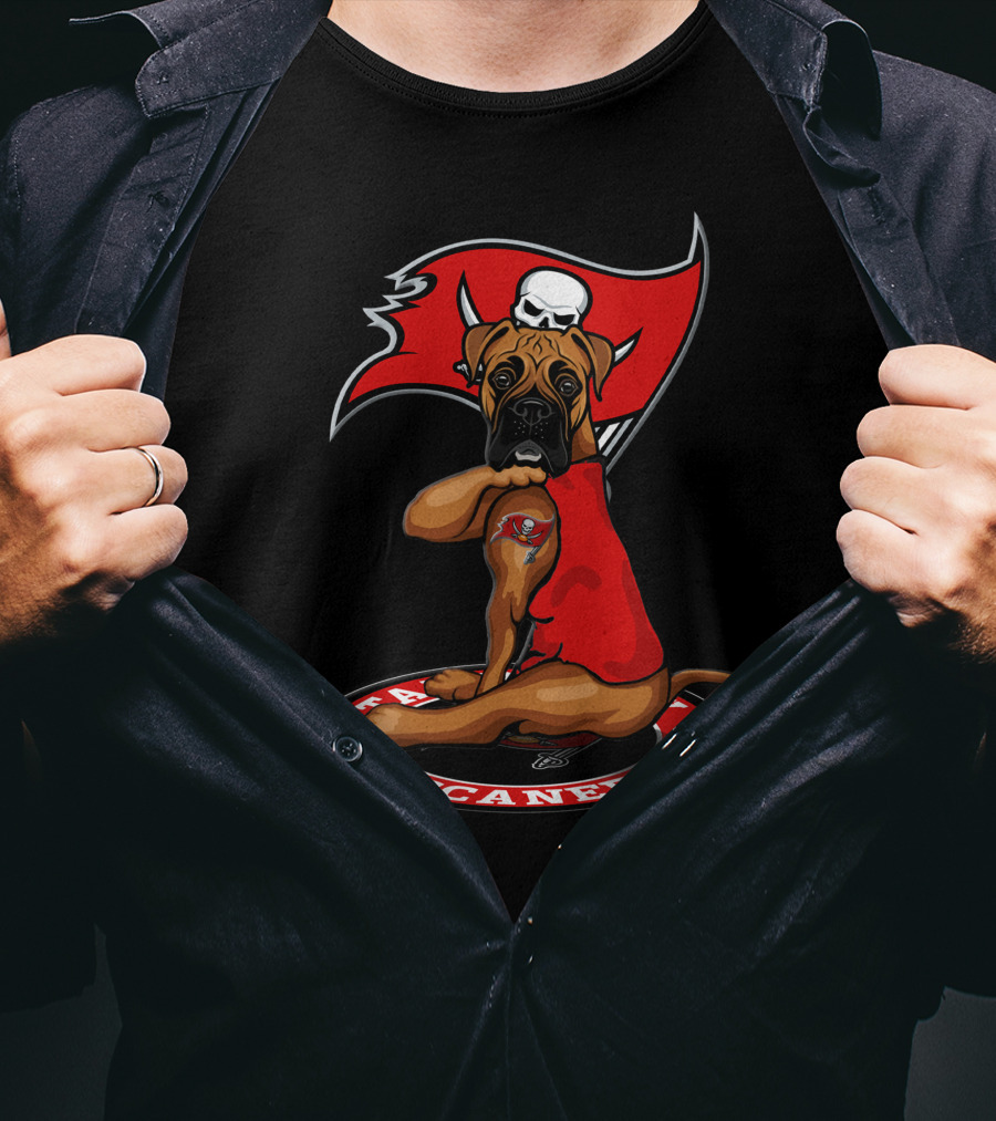 Tampa Bay Buccaneers Dog With Tattoo And Flag T-Shirt