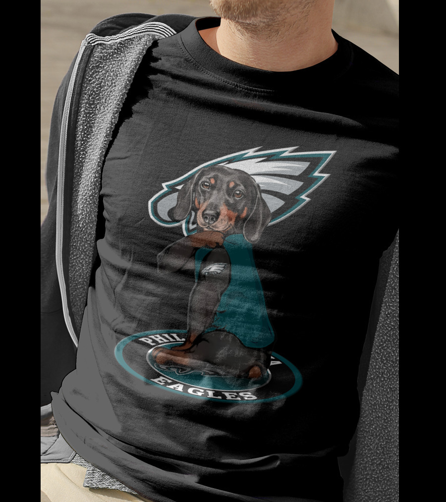 Philadelphia Eagles Dog With Team Logo And Jersey T-Shirt