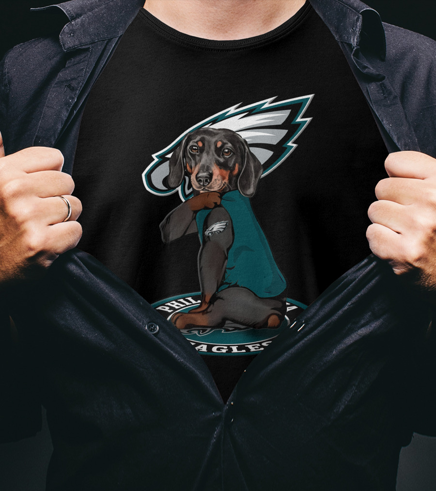 Philadelphia Eagles Dog With Team Logo And Jersey T-Shirt
