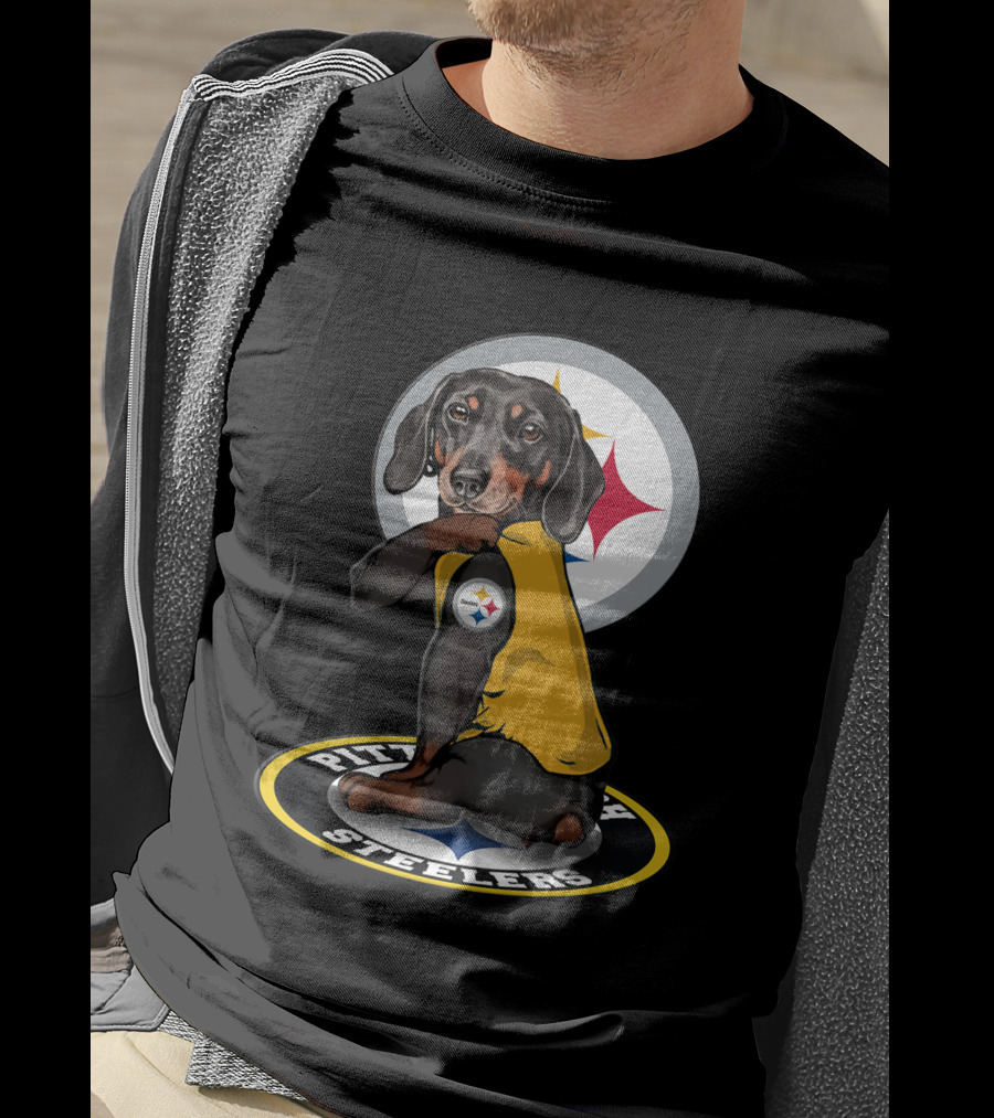 Pittsburgh Steelers Dog With Team Logo In Yellow Jersey T-Shirt
