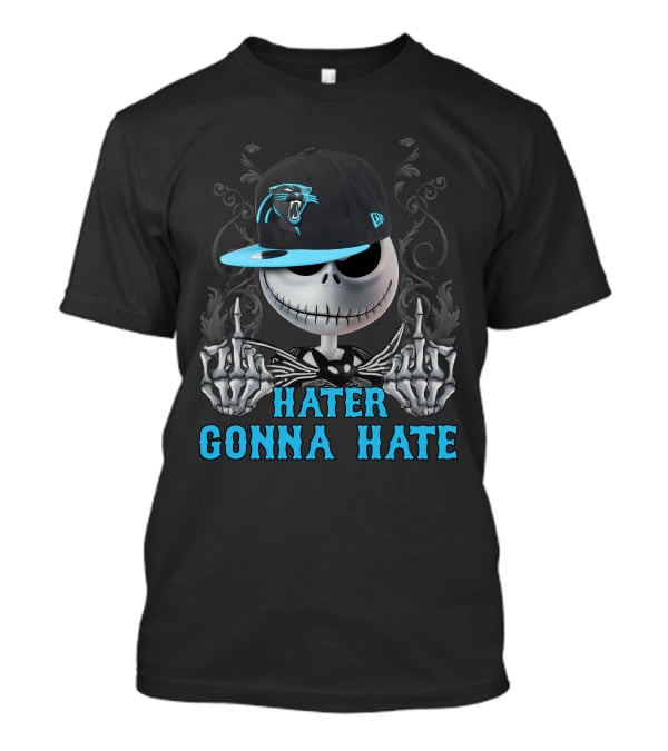 Hater Gonna Hate Carolina Panthers Skeleton Hat T-Shirt