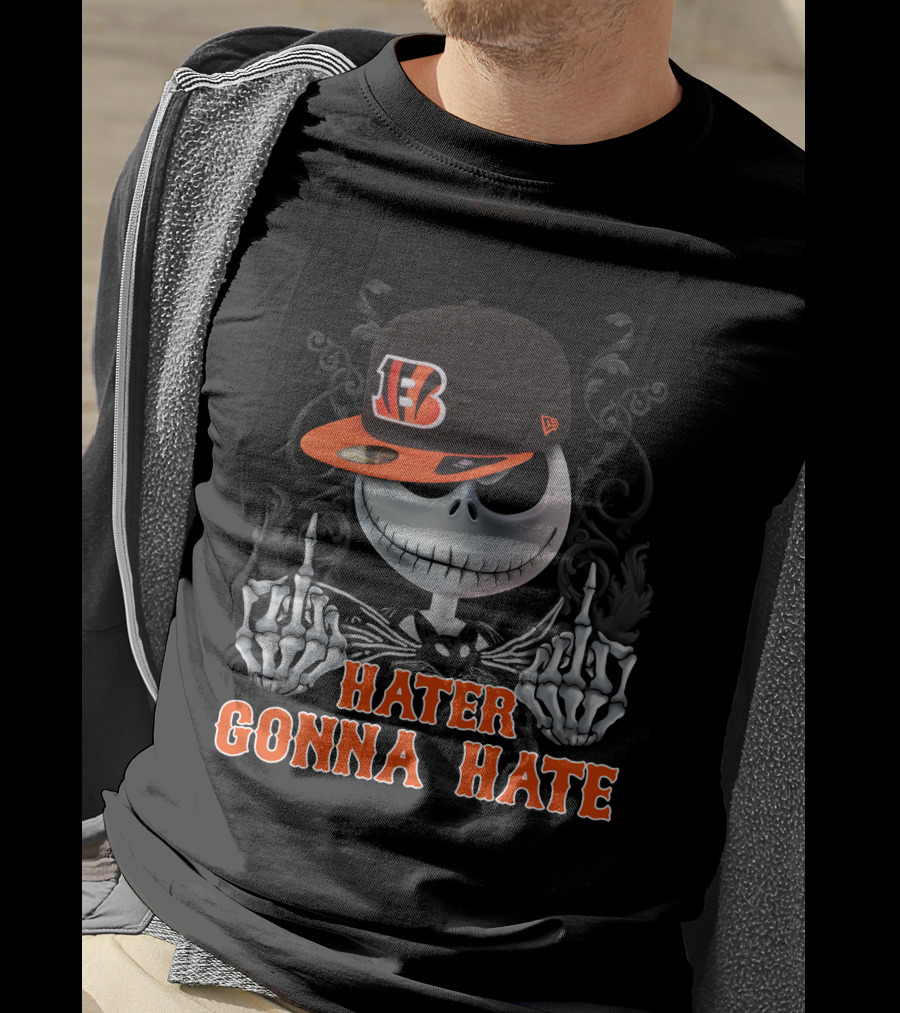 Cincinnati Bengals Hater Gonna Hate Skeleton With Hat T-Shirt