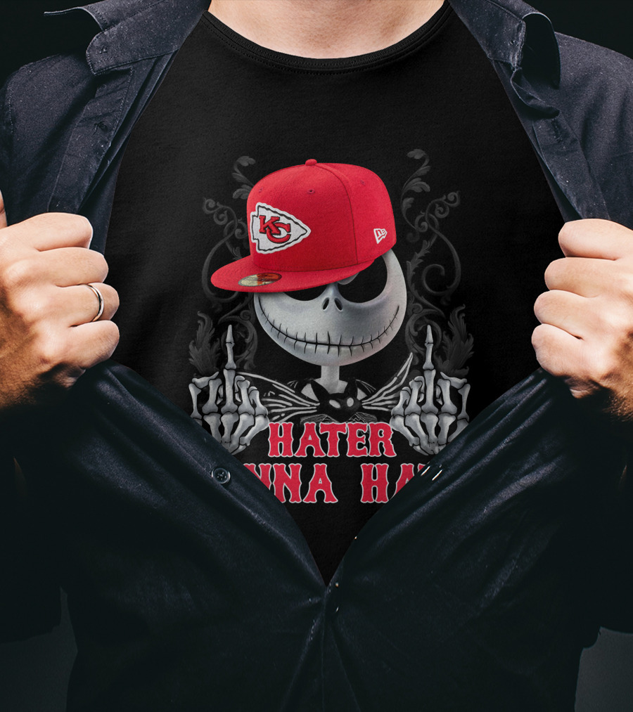 Hater Gonna Hate Kansas City Chiefs Jack Skellington Red Hat T-Shirt