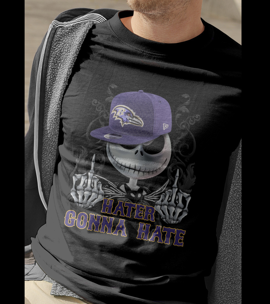 Hater Gonna Hate Baltimore Ravens Skeleton Cap T-Shirt
