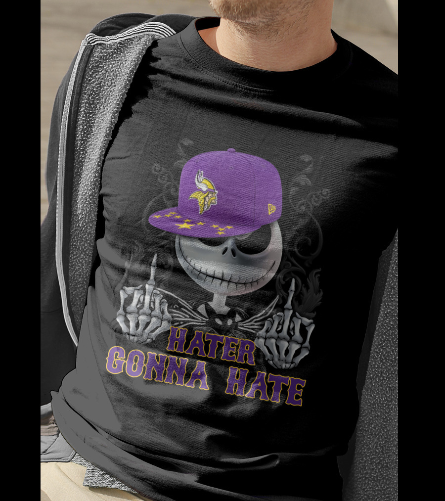 Hater Gonna Hate Minnesota Vikings Jack Skellington New Era Cap T-Shirt