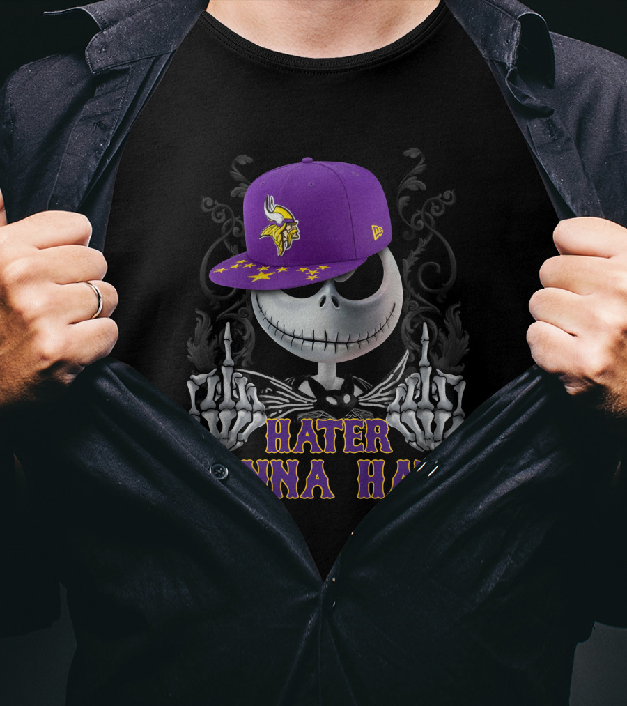 Hater Gonna Hate Minnesota Vikings Jack Skellington New Era Cap T-Shirt