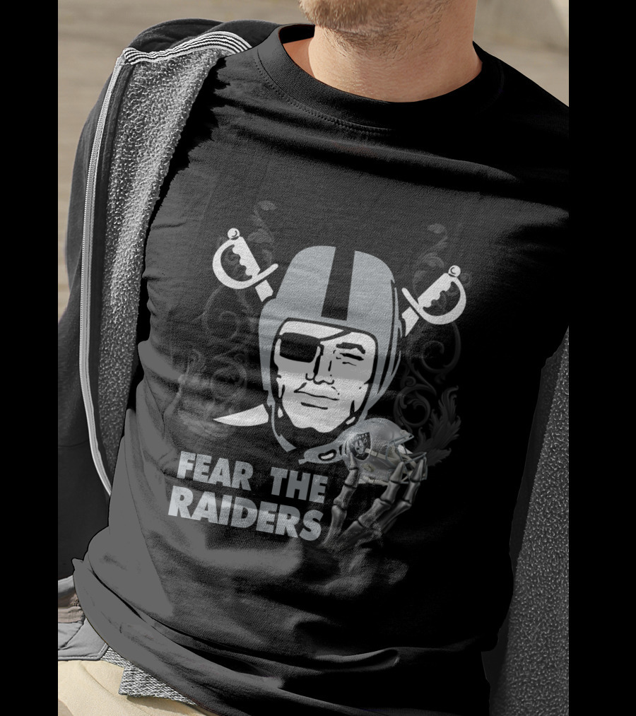 Fear The Raiders Skull Helmet Swords T-Shirt