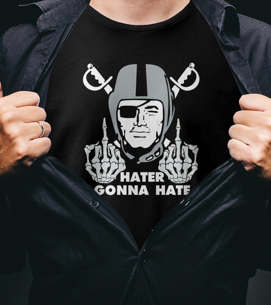 Hater Gonna Hate Raiders Parody Skeleton Hands Helmet T-Shirt