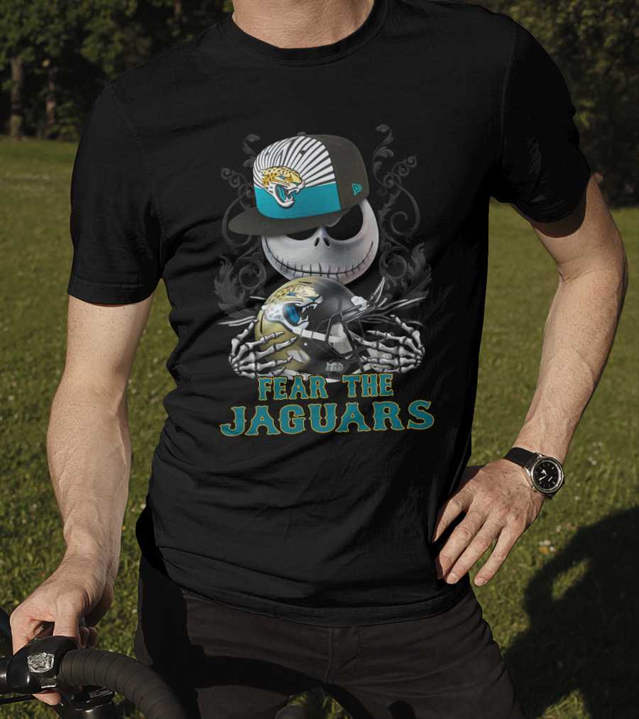 Fear The Jaguars Jacksonville Jaguars Helmet Skeleton Face Cap T-Shirt