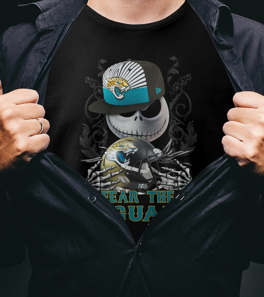 Fear The Jaguars Jacksonville Jaguars Helmet Skeleton Face Cap T-Shirt