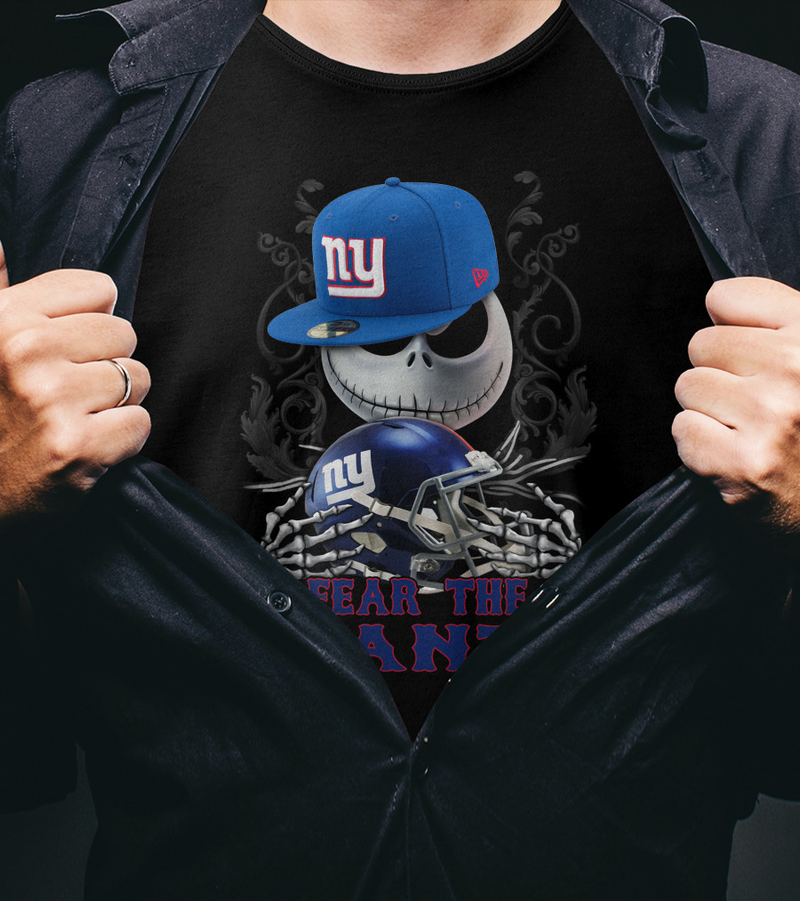 Fear The Giants New York Giants Skull Helmet Hat T-Shirt