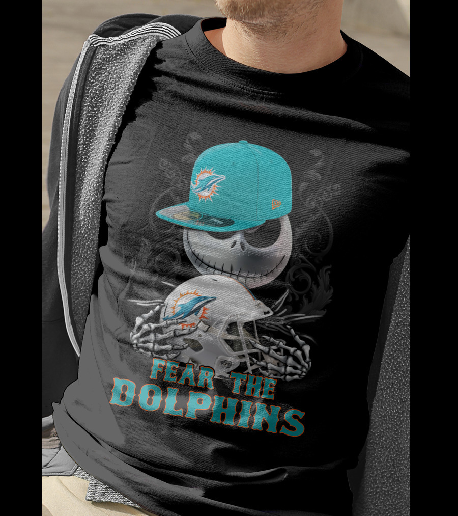 Miami Dolphins Fear The Dolphins Skeleton Helmet Snapback T-Shirt
