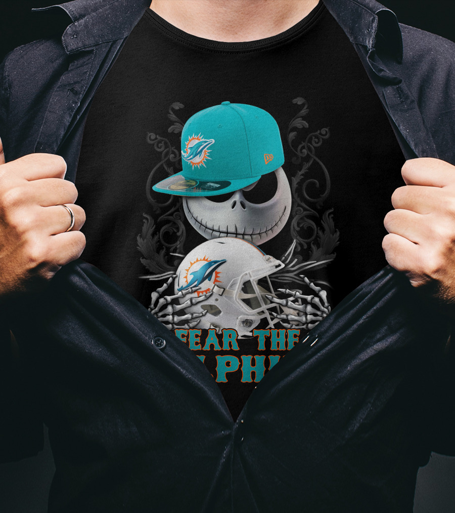 Miami Dolphins Fear The Dolphins Skeleton Helmet Snapback T-Shirt