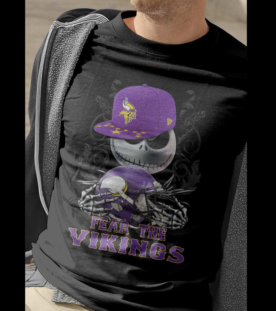 Fear The Vikings Minnesota Vikings Skeleton Halloween Football T-Shirt