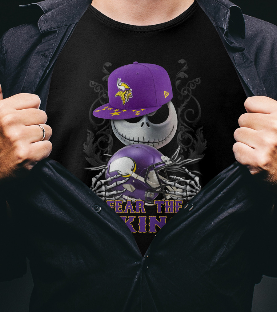 Fear The Vikings Minnesota Vikings Skeleton Halloween Football T-Shirt