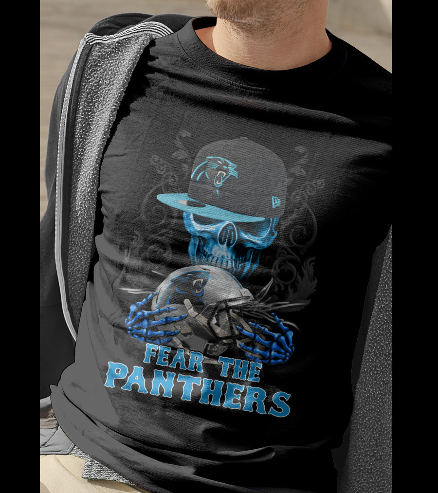 Fear The Panthers Ds002-05 Carolina Panthers Skull And Helmet T-Shirt