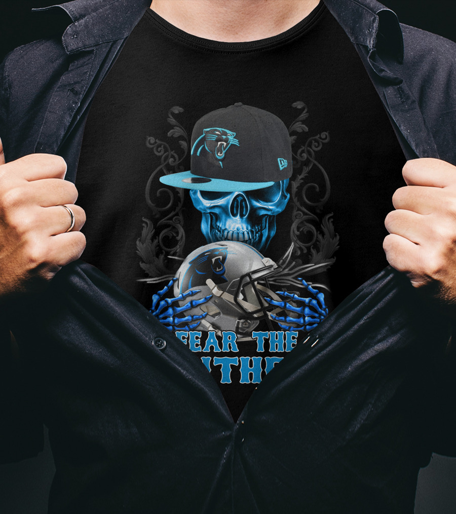 Fear The Panthers Ds002-05 Carolina Panthers Skull And Helmet T-Shirt