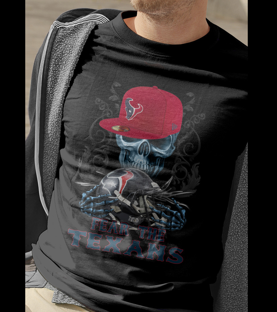 Fear The Texans Ds002-13 Houston Texans Skull With Caps And Helmet T-Shirt