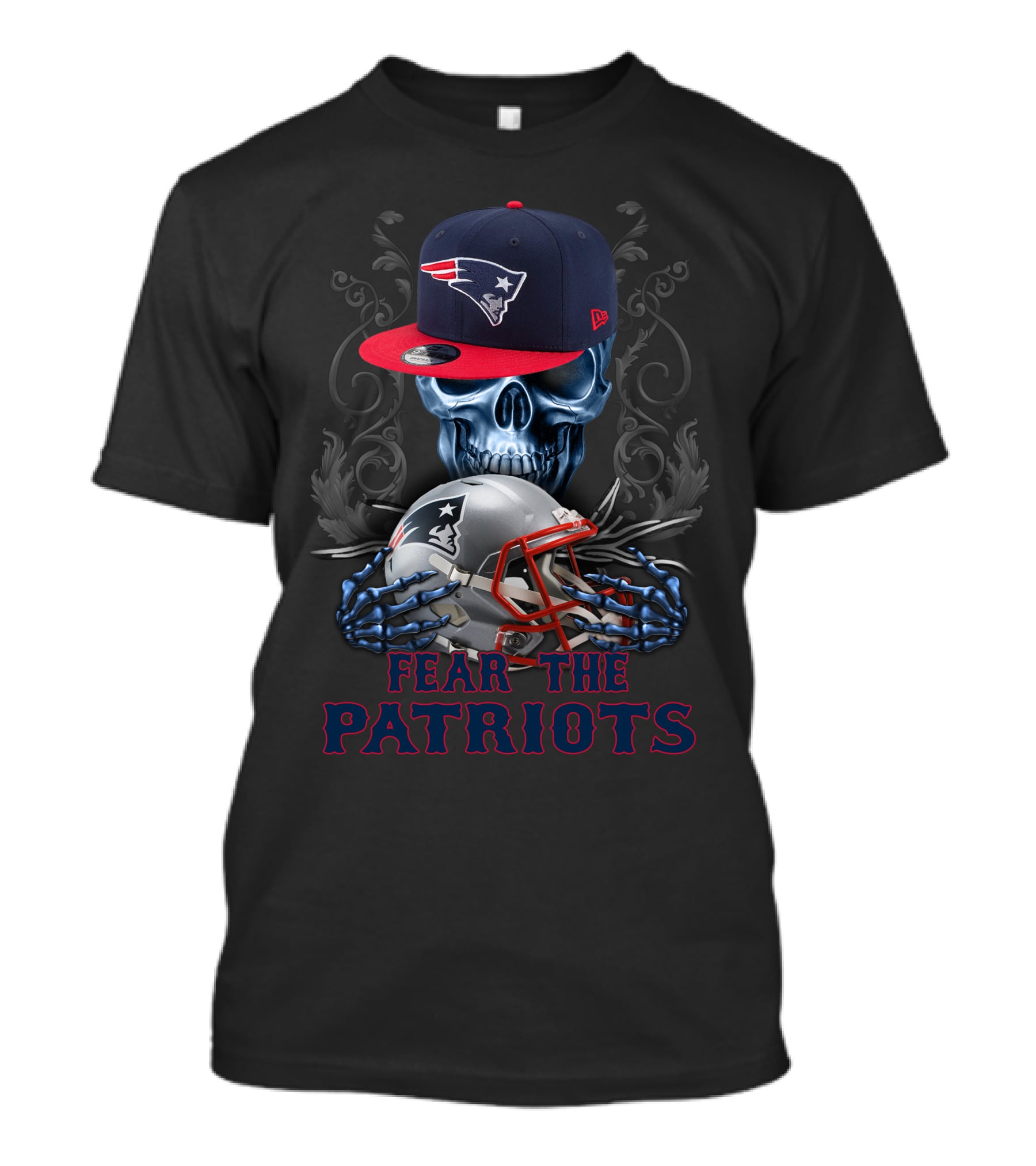 Fear The Patriots New England Patriots Skull And Helmets T-Shirt