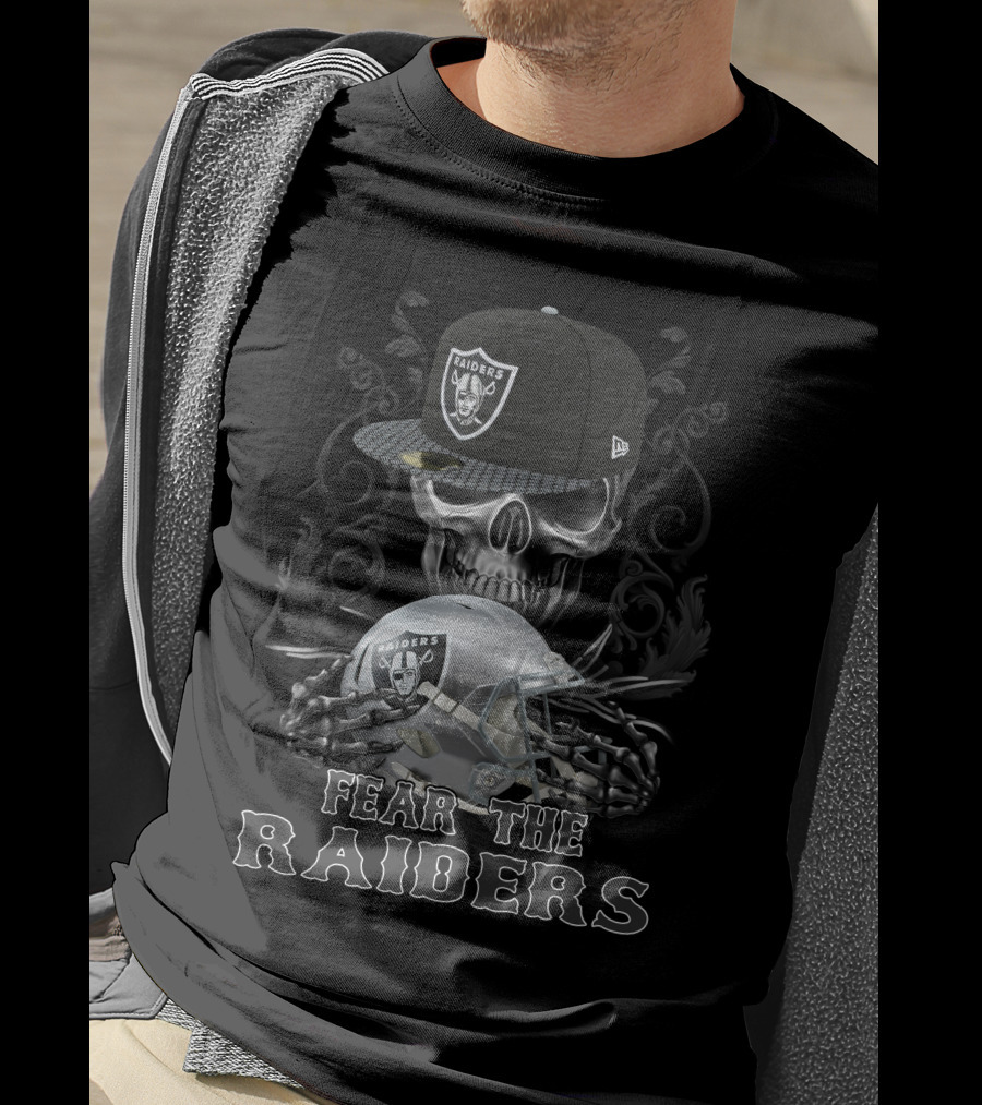 Fear The Las Vegas Raiders Skull Helmet Cap T-Shirt