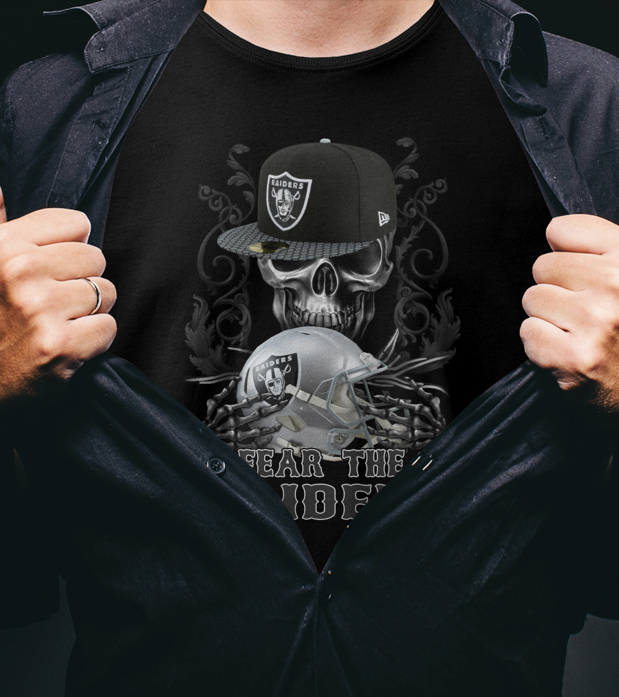 Fear The Las Vegas Raiders Skull Helmet Cap T-Shirt
