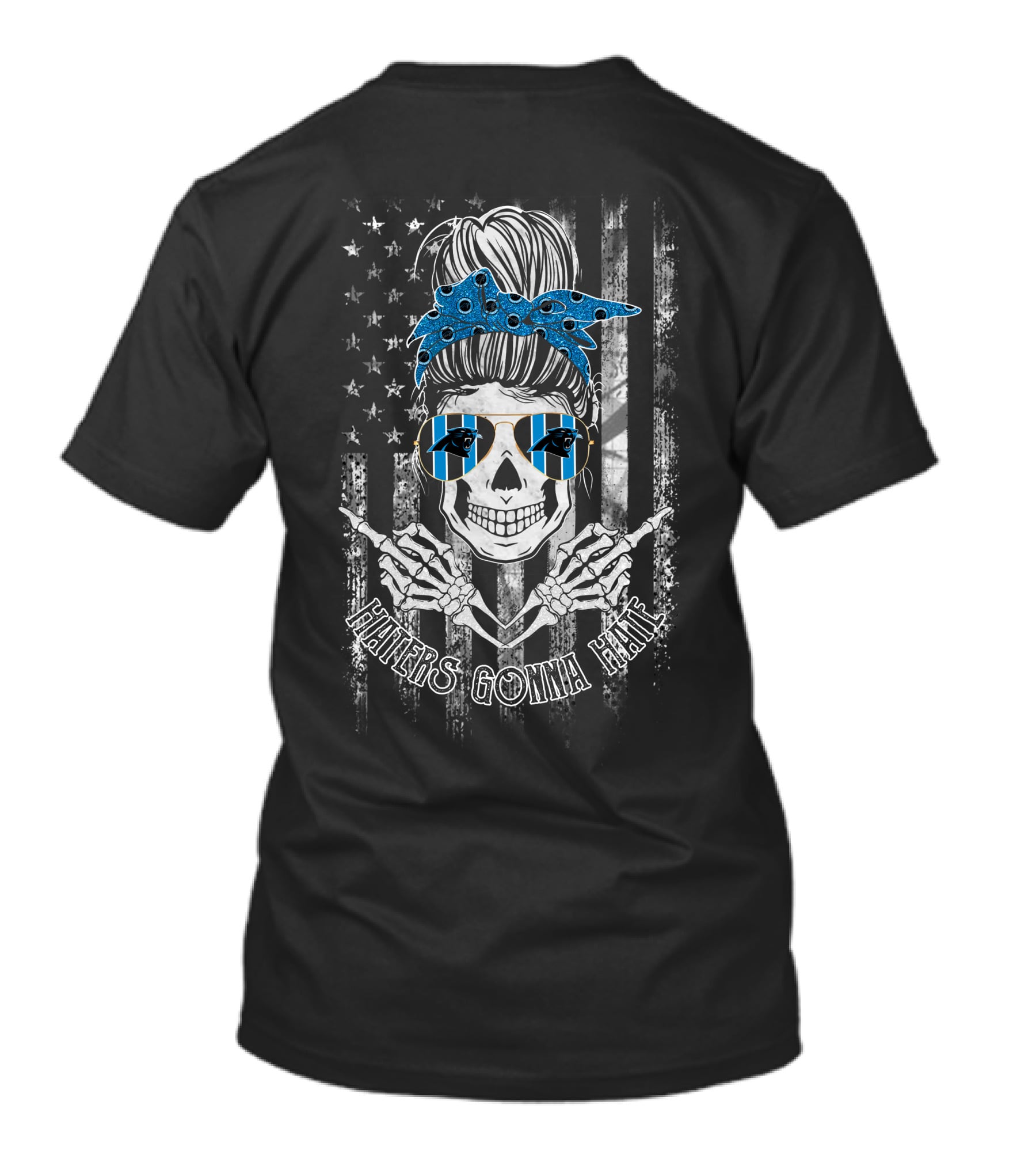 Haters Gonna Hate Carolina Panthers Skull With Bandana And Sunglasses T-Shirt