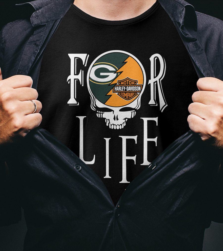 Green Bay Packers Harley Davidson Nfl For Life T-Shirt