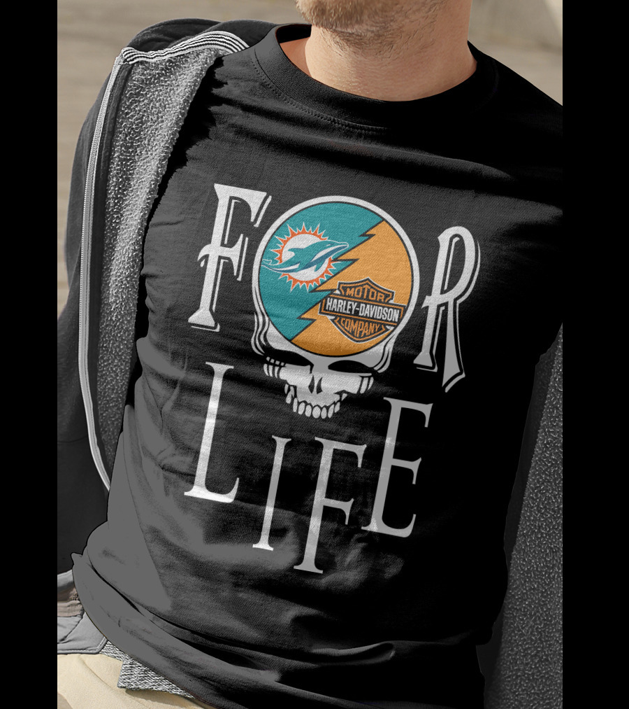 Miami Dolphins Harley Davidson Nfl For Life T-Shirt