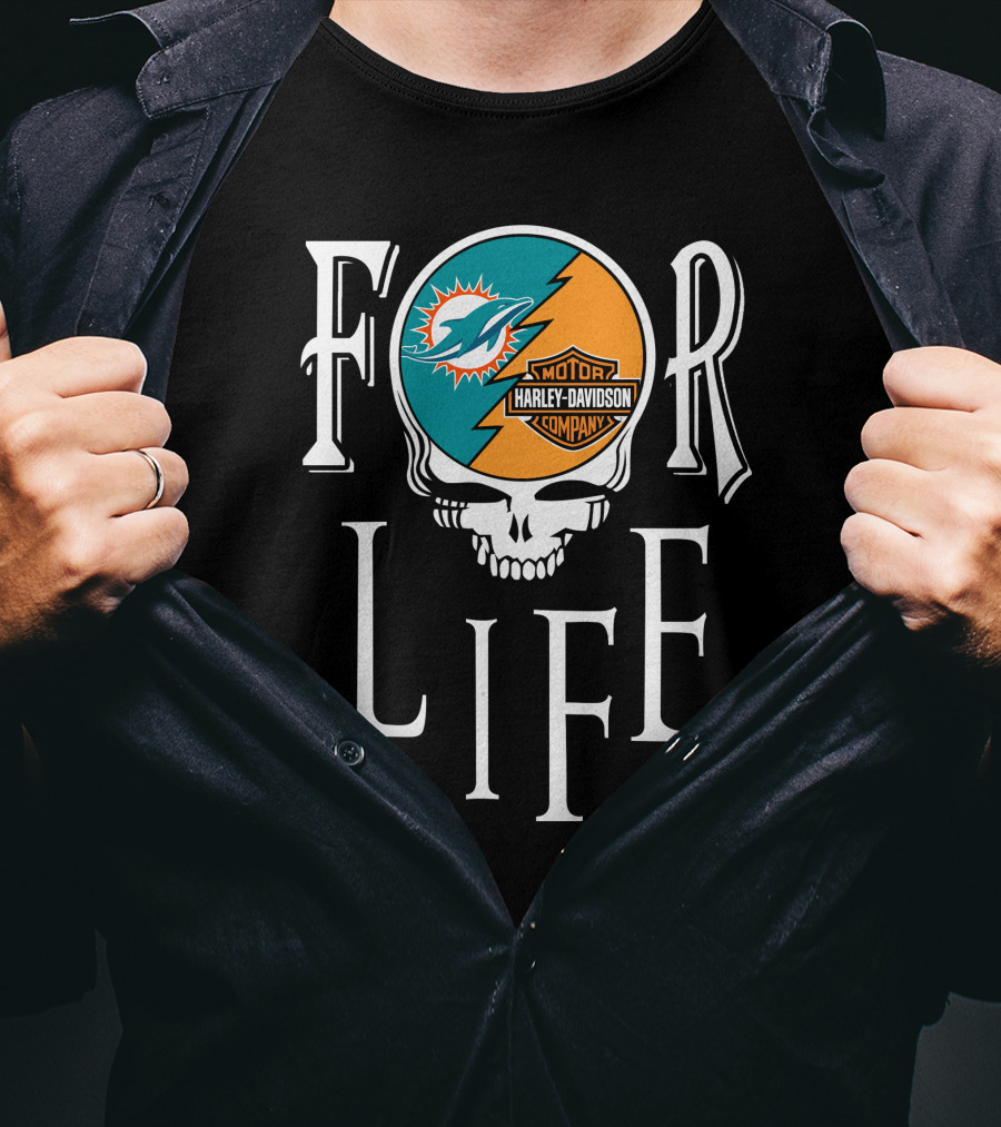 Miami Dolphins Harley Davidson Nfl For Life T-Shirt