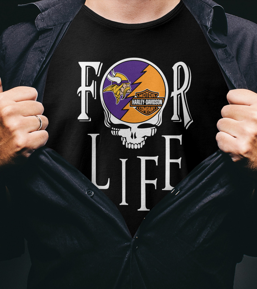 Minnesota Vikings Harley Davidson Nfl For Life T-Shirt