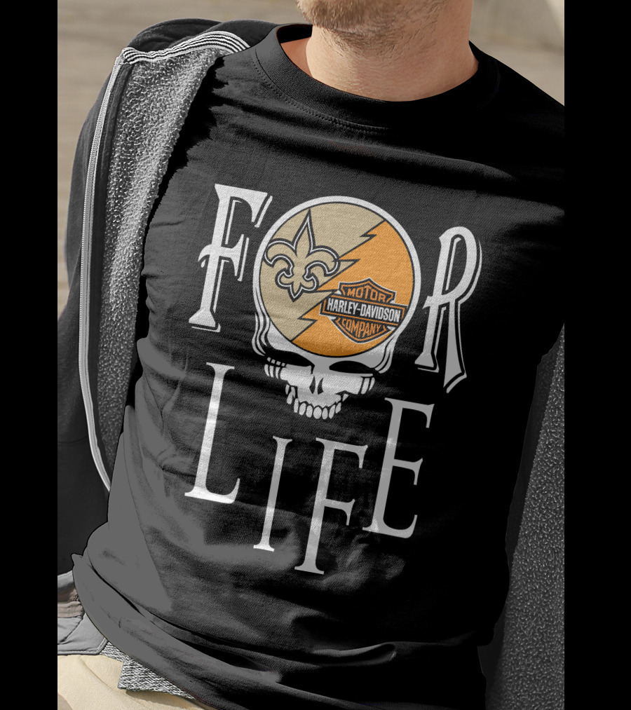 New Orleans Saints Harley Davidson Nfl For Life T-Shirt