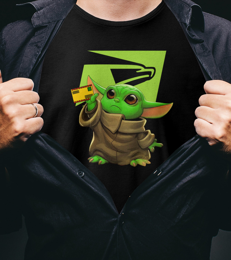 Postal Master Cute Green Character Delivering Mail T-Shirt