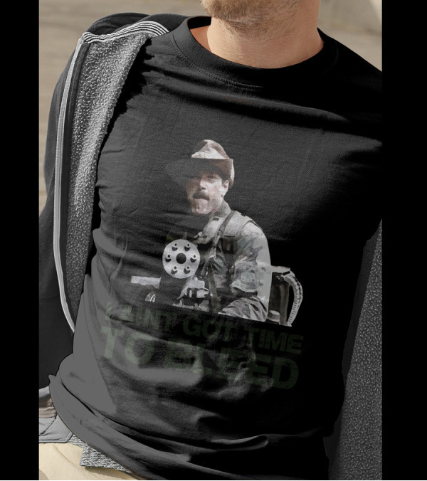 Predator I Ain't Got Time To Bleed Soldier With Gatling Gun T-Shirt