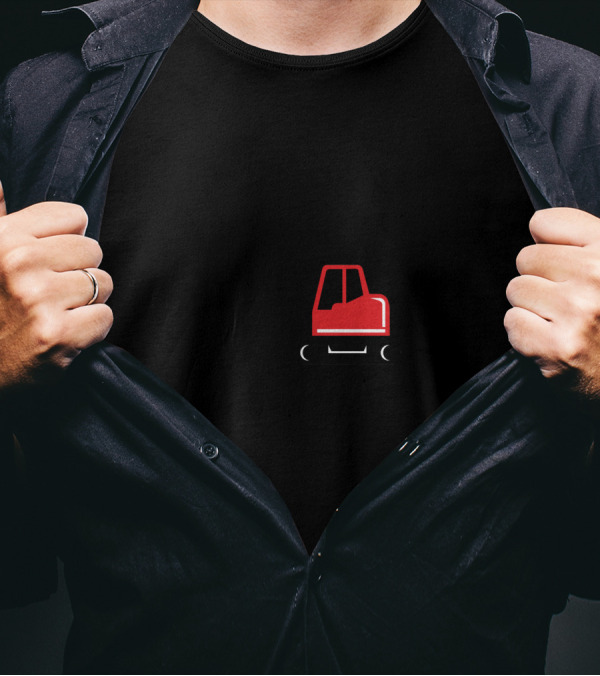 Mechanical Excavator Digger Icon Red Black Construction Equipment T-Shirt