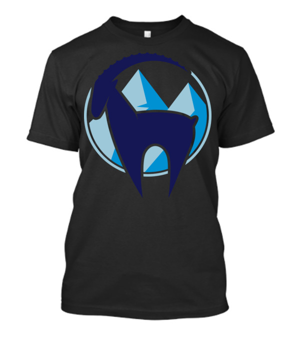 Capricorn Zodiac Goat With Abstract Blue Mountain T-Shirt