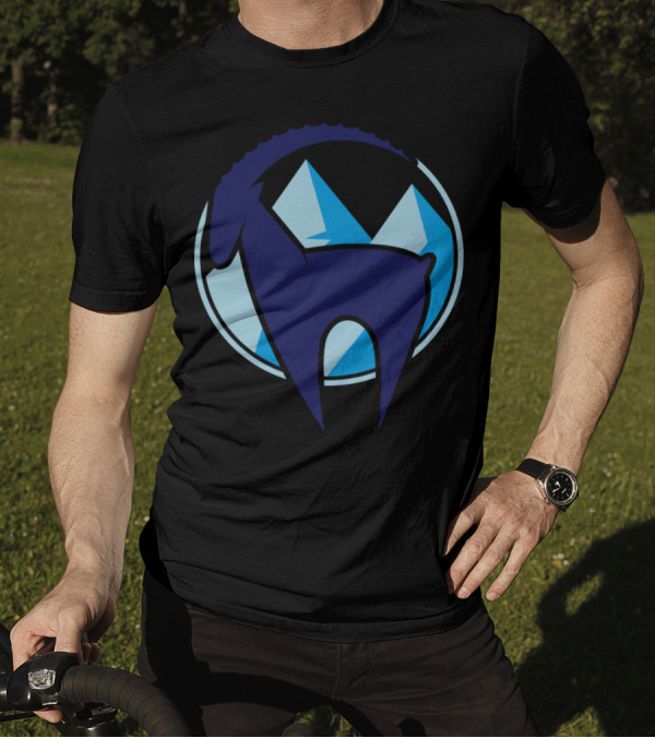 Capricorn Zodiac Goat With Abstract Blue Mountain T-Shirt