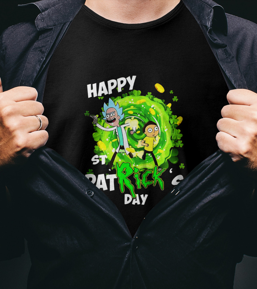 Happy St. Patrick's Day Rick And Morty Portal Adventure T-Shirt