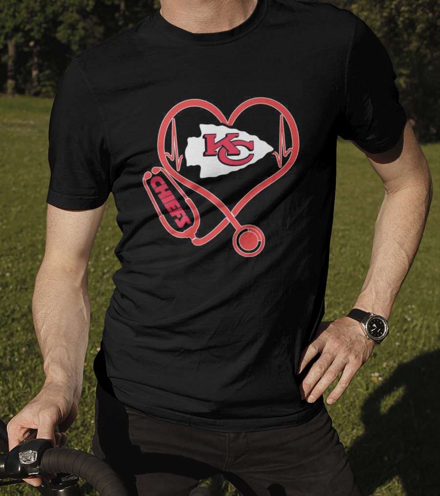 Kansas City Chiefs Heart Stethoscope Nurse Chiefs T-Shirt
