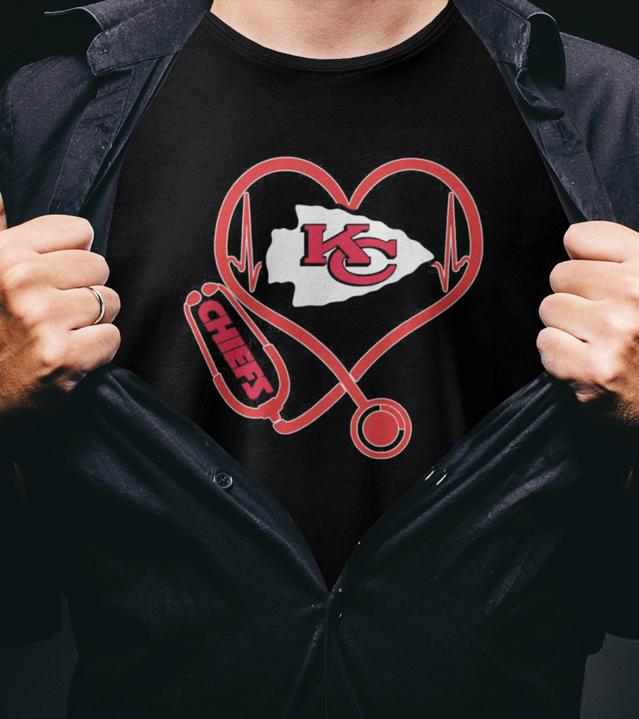 Kansas City Chiefs Heart Stethoscope Nurse Chiefs T-Shirt